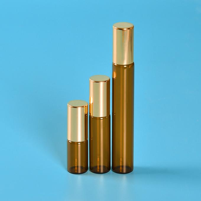 HuaGui Customized Wholesale price 10ml amber perfume essential oil roller glass  roll on bottle with metal ball 3