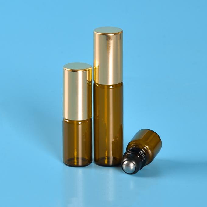 HuaGui Customized Wholesale price 10ml amber perfume essential oil roller glass  roll on bottle with metal ball 4