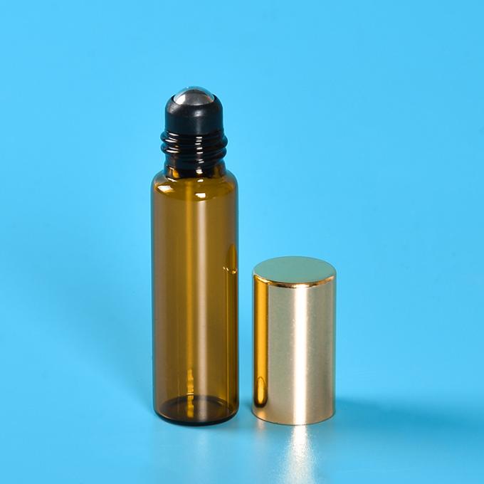 HuaGui Customized Wholesale price 10ml amber perfume essential oil roller glass  roll on bottle with metal ball 7