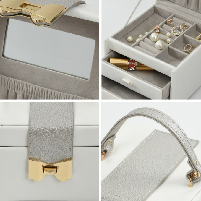 Contracted PU receive jewelry boxes, jewelry boxes PU leather studs earrings ring necklace jewelry receive leather box 2