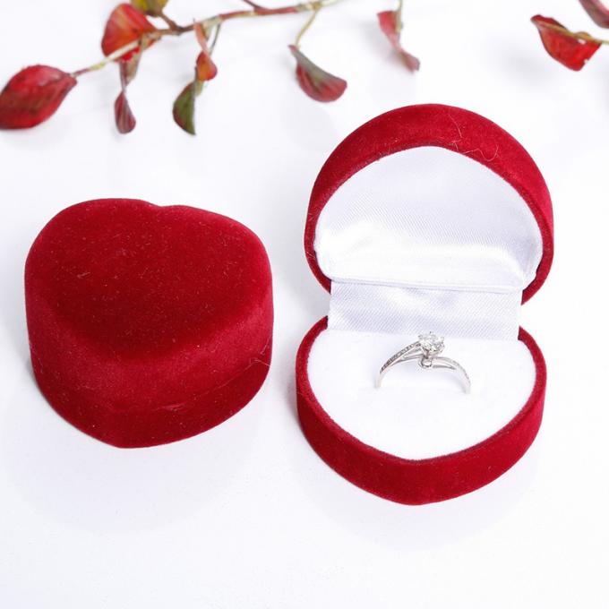 Manufacturers supply of flocking, peach heart ring box jewelry wholesale jewelry earrings stud earrings box box 1
